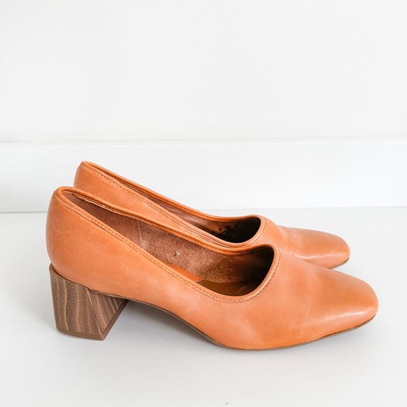 Franco‎ Sarto Orange Leather Block Heels - Picture 1 of 7